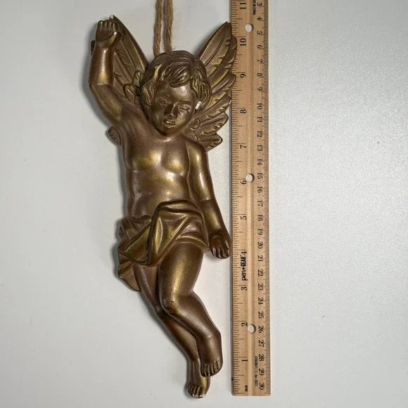 Vintage Baby Cherub Angel Gold Art Deco Wall Decor French Old World Cottagecore - Picture 5 of 5